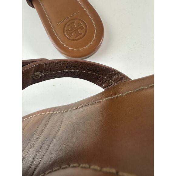 Tory Burch Miller Leather Thong Sandals Brown Flat Flip Flops Women's Size 7.5 M - Picture 6 of 14